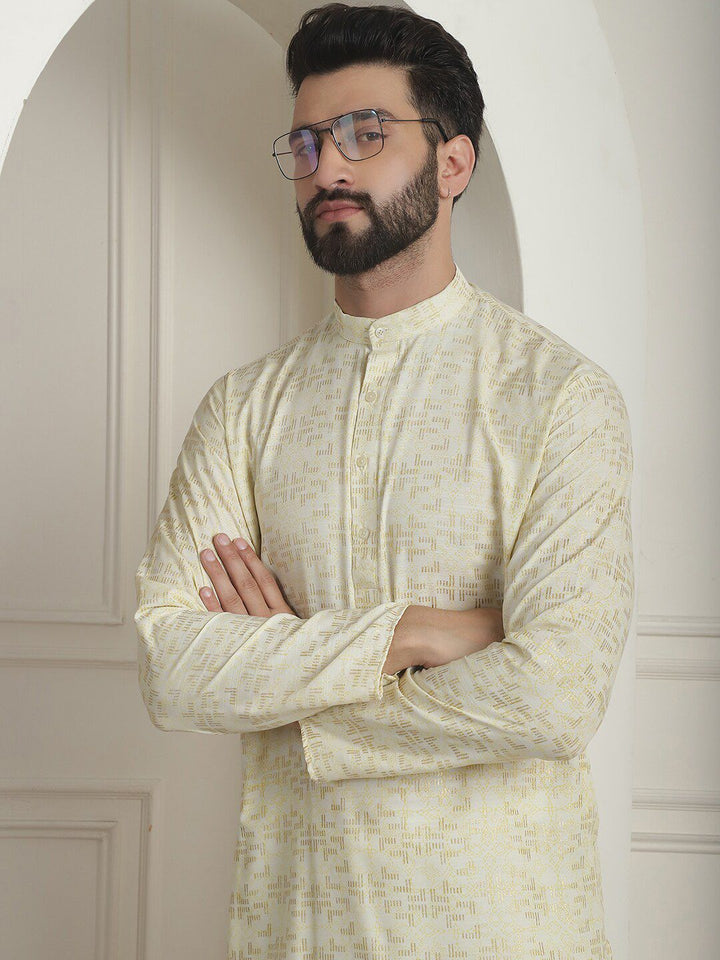 SOJANYA Printed Mandarin Collar Long Sleeves Straight Kurta