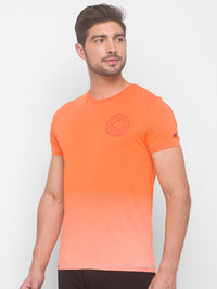 Being Human Men Orange Pure Cotton Brand Logo Printed Monochrome Regular Fit T-shirt