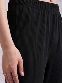 Tokyo Talkies Black High Neck Longline Top With Trouser & Belt