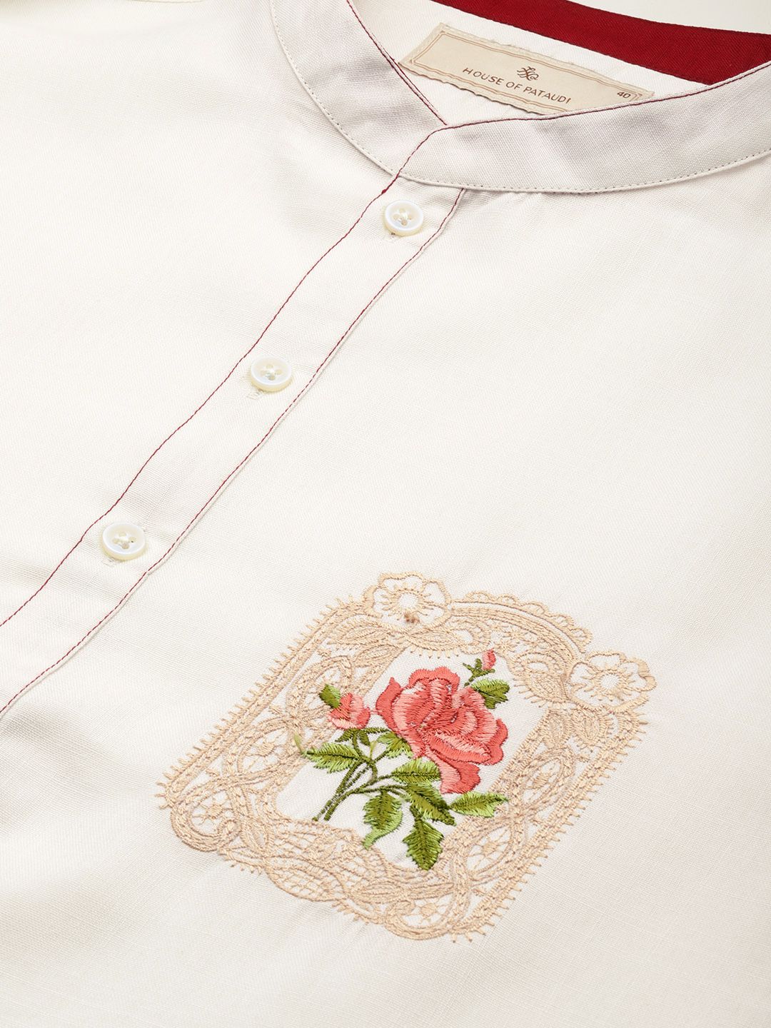 House of Pataudi Floral Embroidered Rozana Kurta