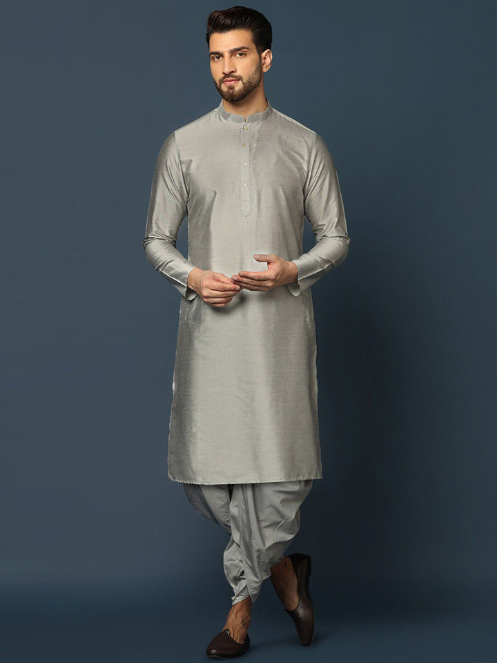 KISAH Men Woven-Design Cotton Indowestern Sherwani Dhoti Set