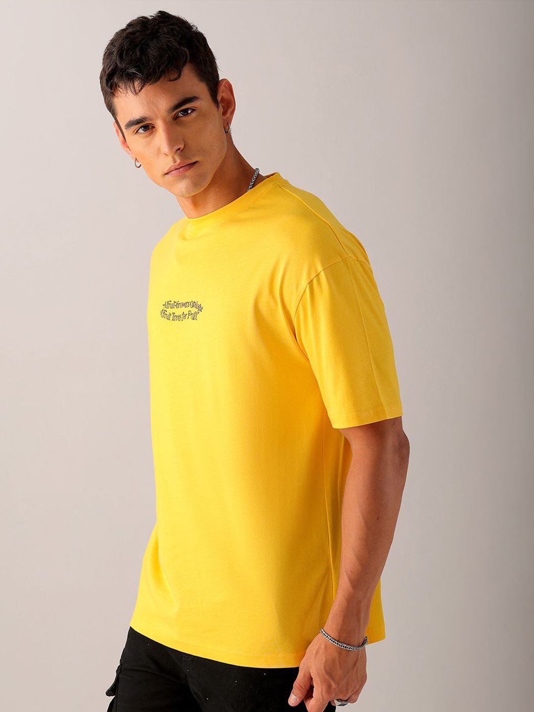 The Indian Garage Co Men Back Printed Boxy Oversized Round Neck T-shirt