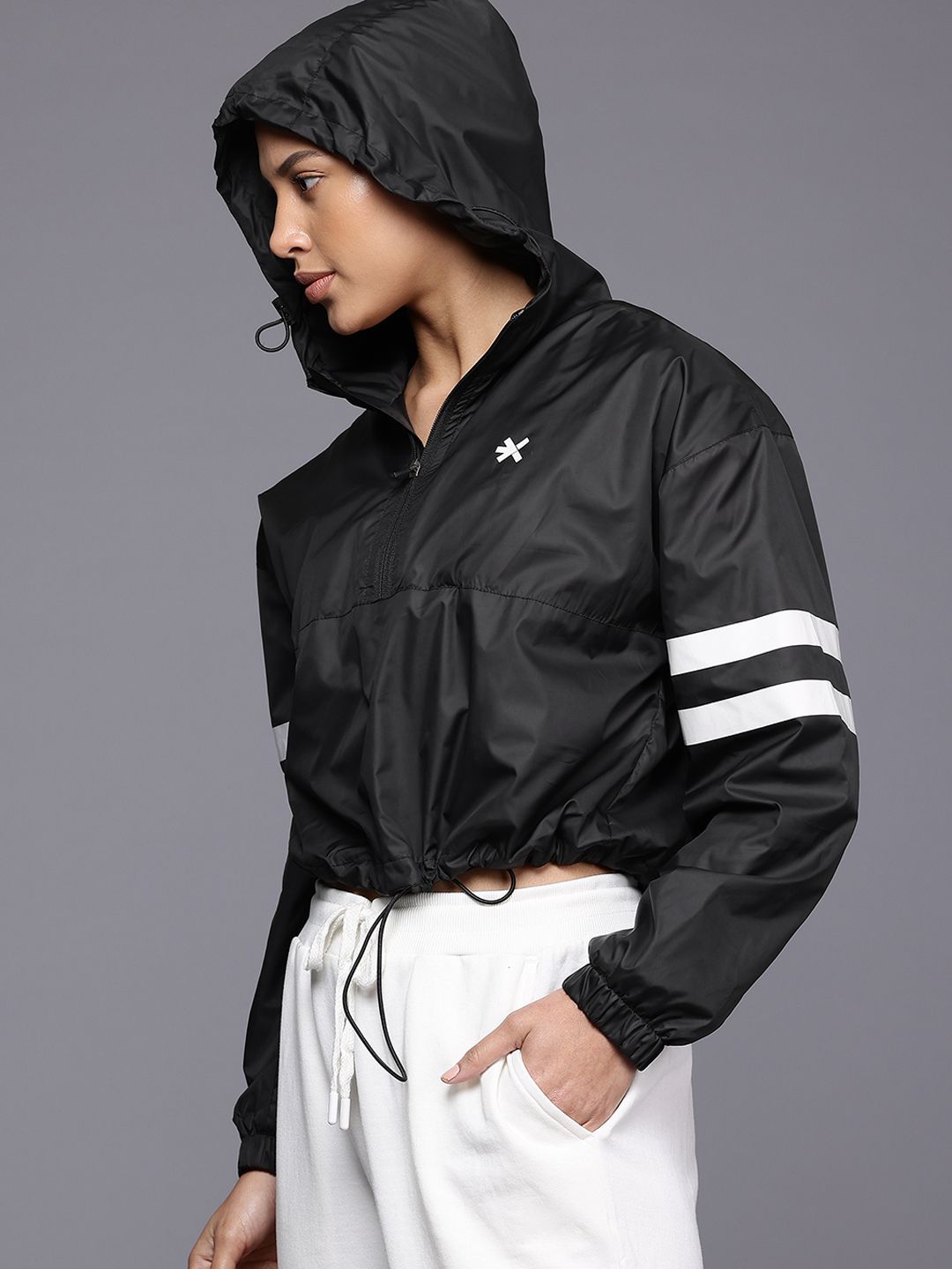 HRX by Hrithik Roshan Hooded Crop Tailored Jacket