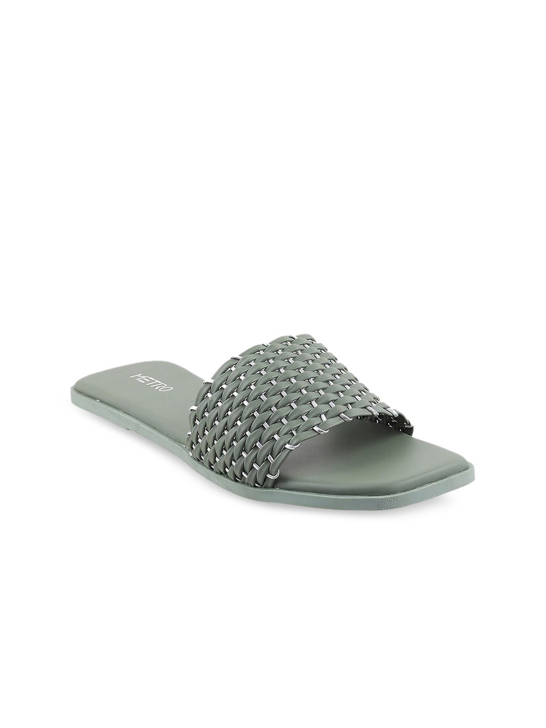 Metro Women Green Open Toe Flats