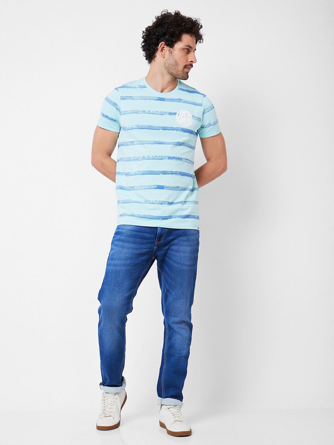 SPYKAR Striped Cotton Slim Fit T-shirt