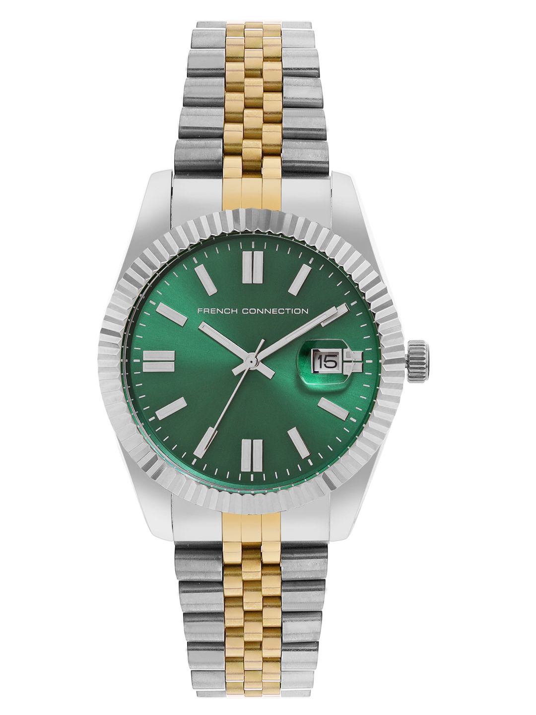 Sambungan Perancis Lelaki Gelang Keluli Tahan Karat Tali Tali Analog Watch FCP41TM-GR