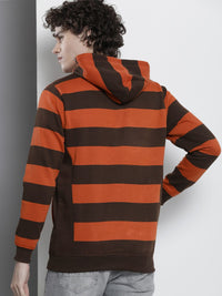 The Indian Garage Co Men Striped Hooded Sweatshirt