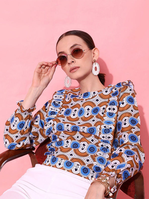 STREET 9 Alluring White Geometric Top