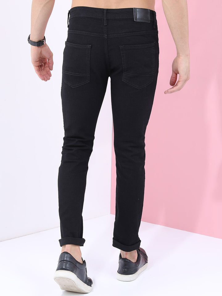 Highlander Men Black Black Slim Fit seluar jeans
