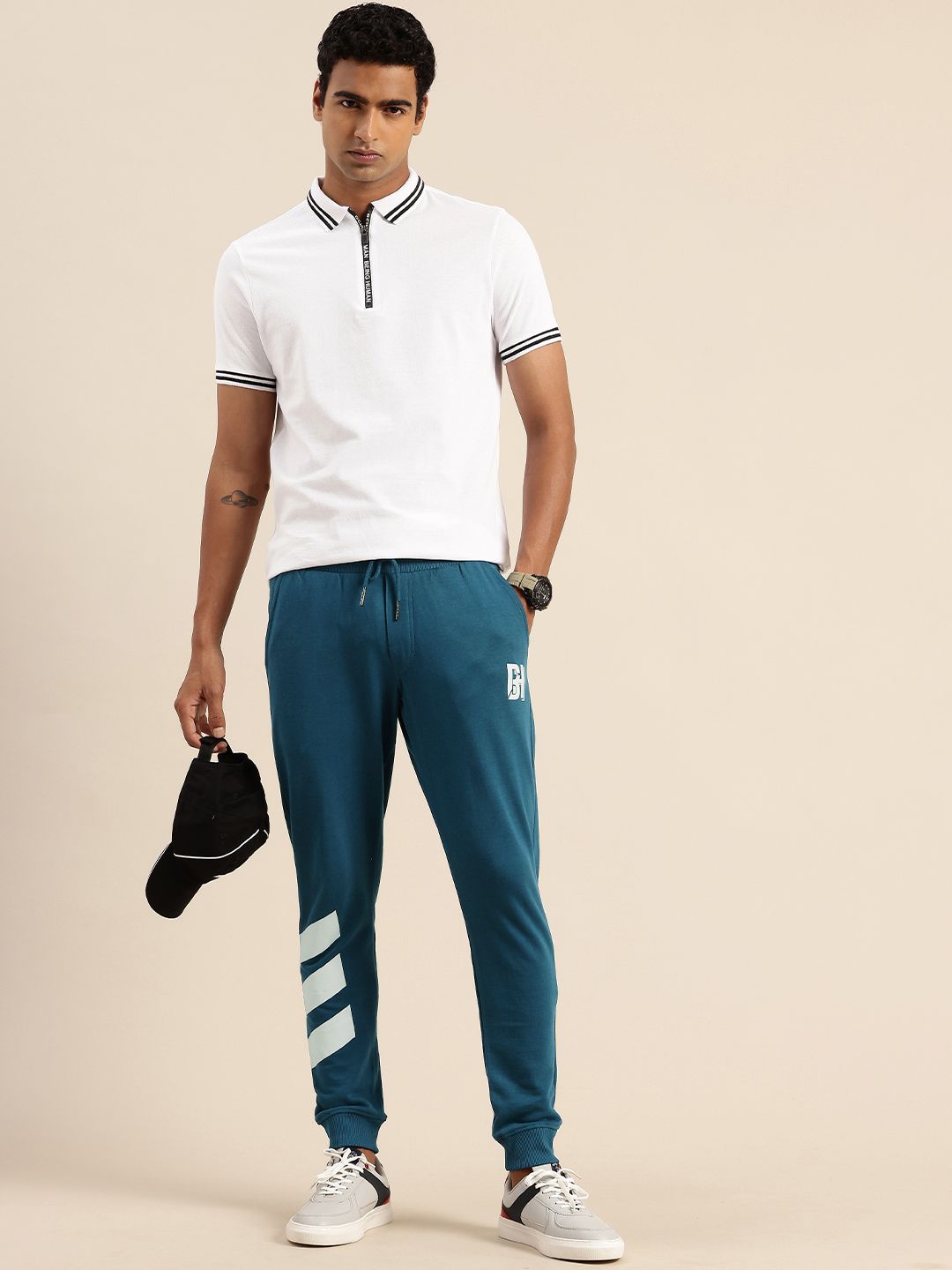 Being Human Men Pure Cotton Striped Joggers