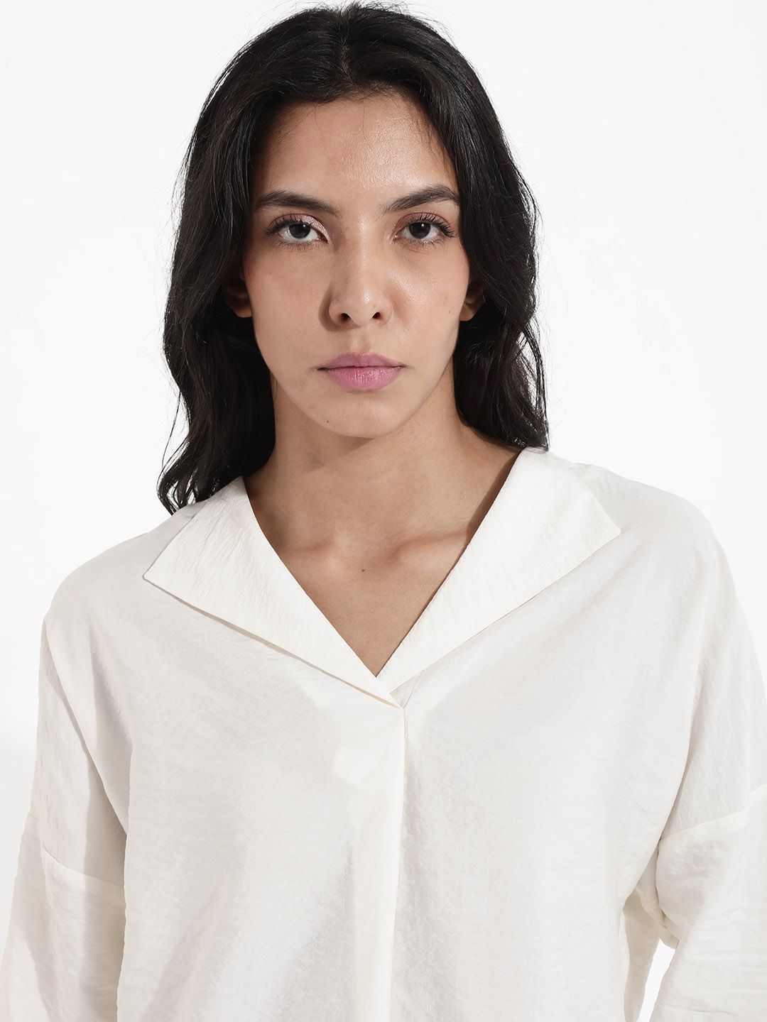 Rareism Shirt Collar Lengan Panjang Kapas Separa
