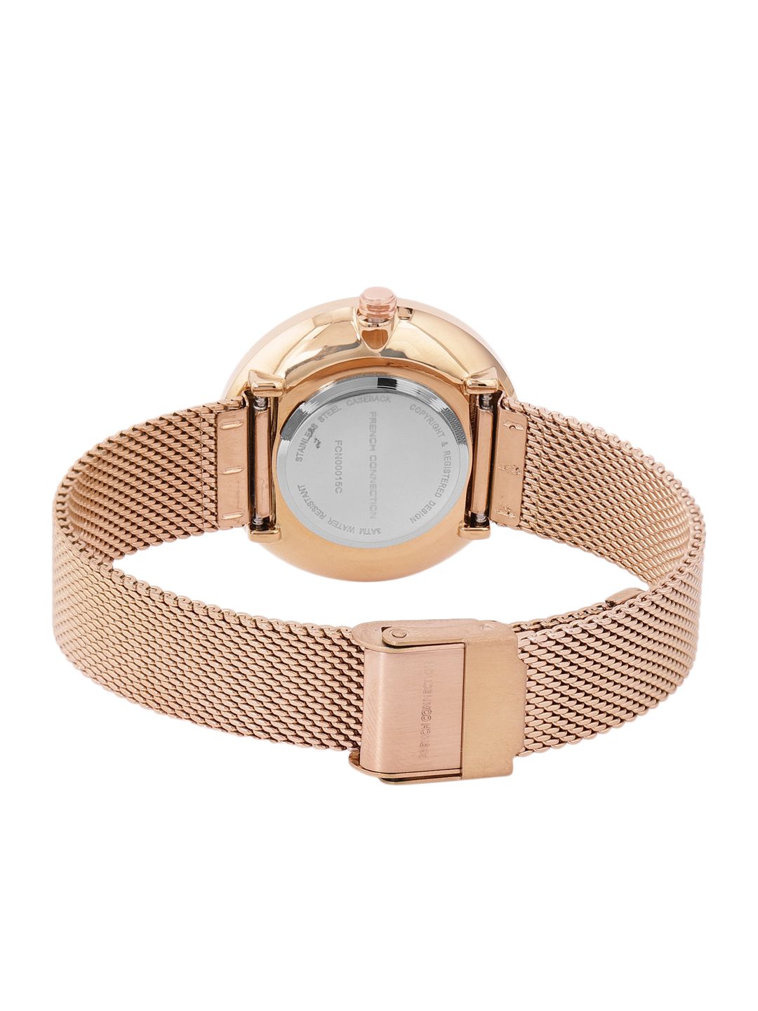 French Connection Women Green Patterned Dial Stainless Steel Bracelet Style Analogue Watch