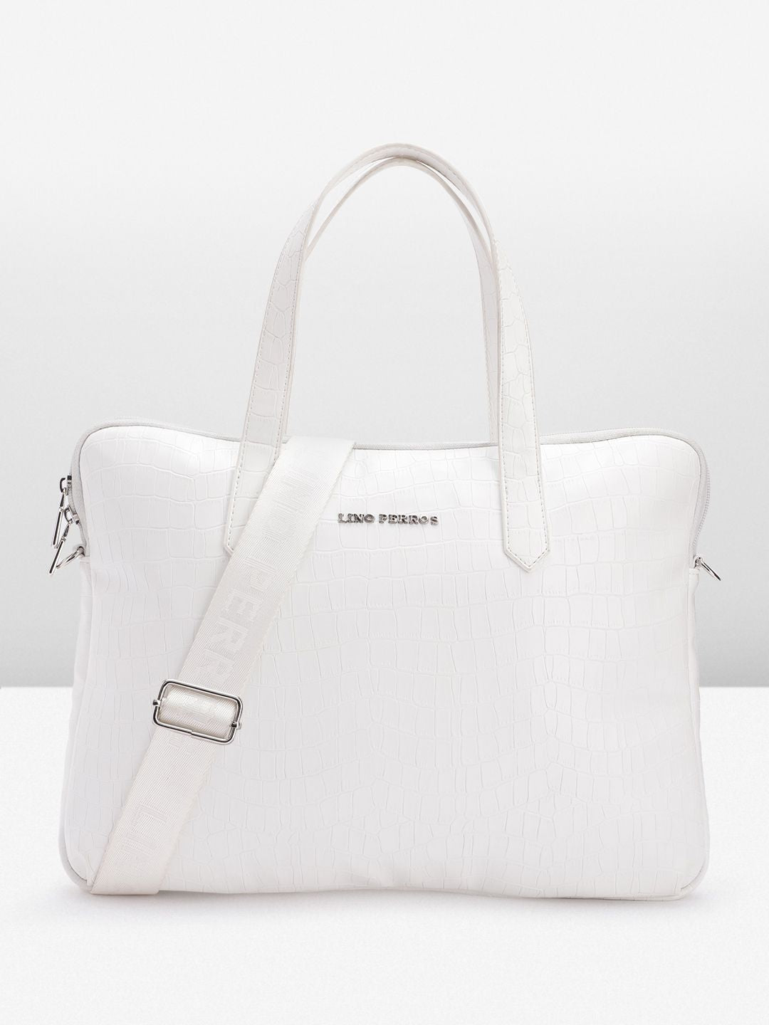 Lino Perros Women Croc Textured Structured Laptop Bag-16 Inches