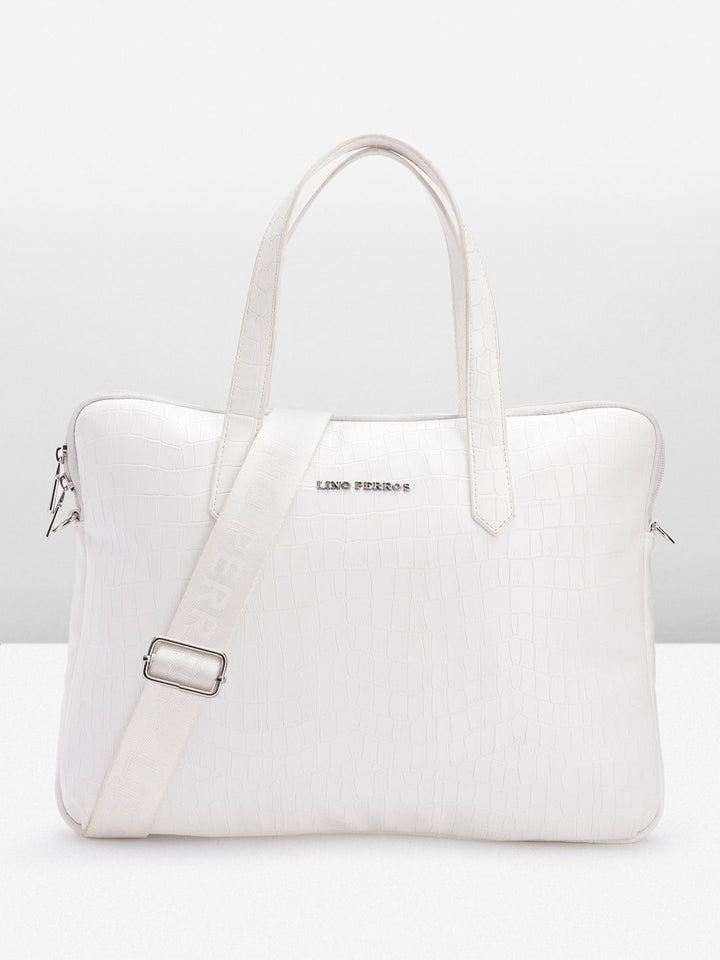 Lino Perros Women Croc Textured Structured Laptop Bag-16 Inches