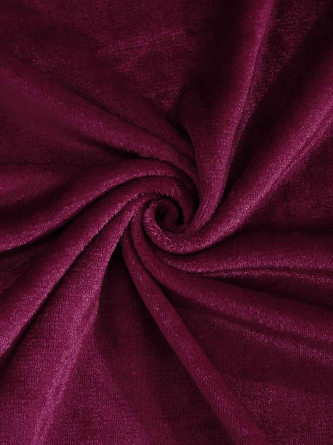 KLOTTHE Maroon Woolen 300 TC Single Bedsheet With Pillow Cover