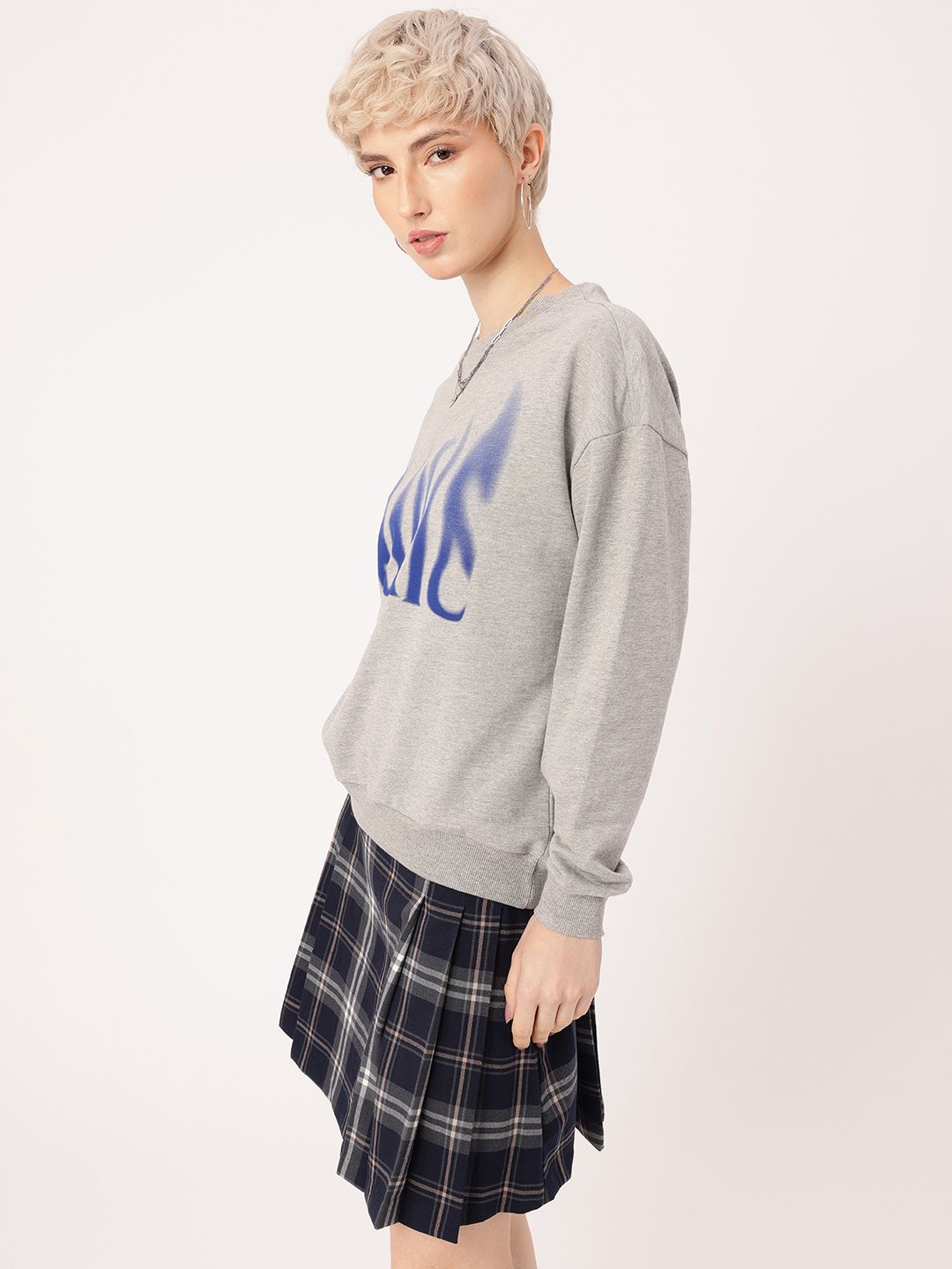 DressBerry Printed Cotton Terry Relaxed Fit Sweatshirt