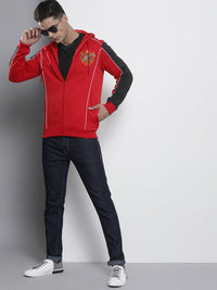 The Indian Garage Co Men Red Solid Hooded Sweatshirt
