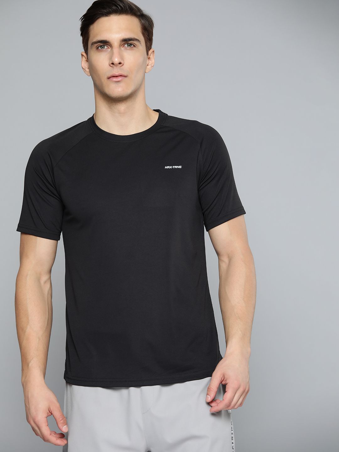 HRX By Hrithik Roshan Training Men Jet Black Rapid-Dry Typography Tshirts