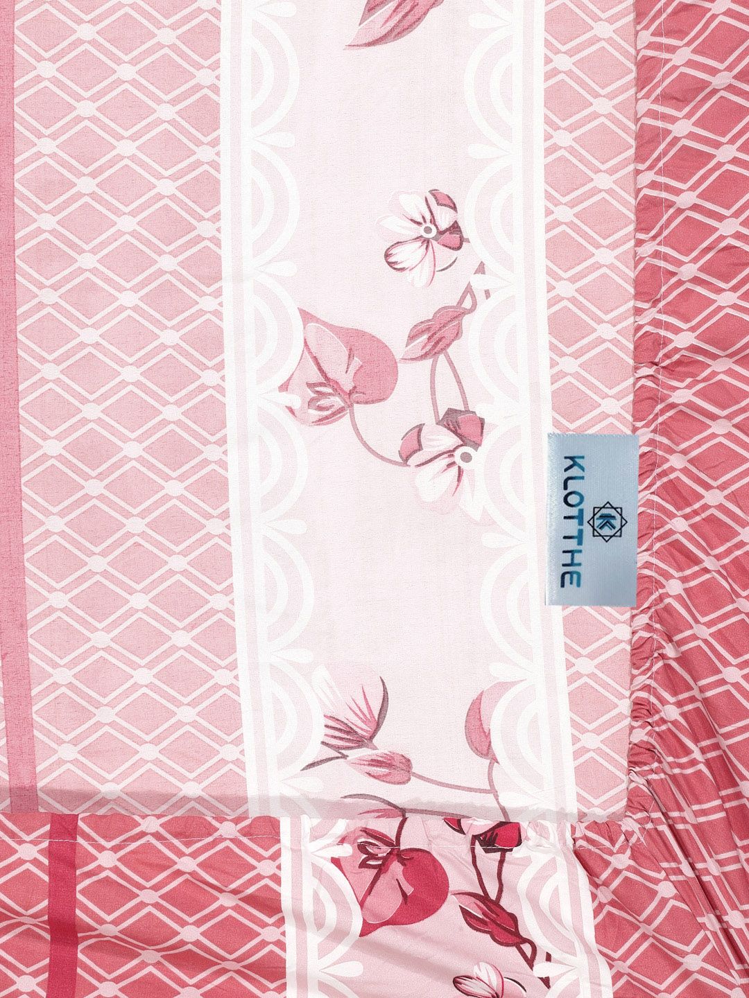 KLOTTHE Red & Pink Printed 300TC Dipasang Cadar Bujang & Sarung Bantal