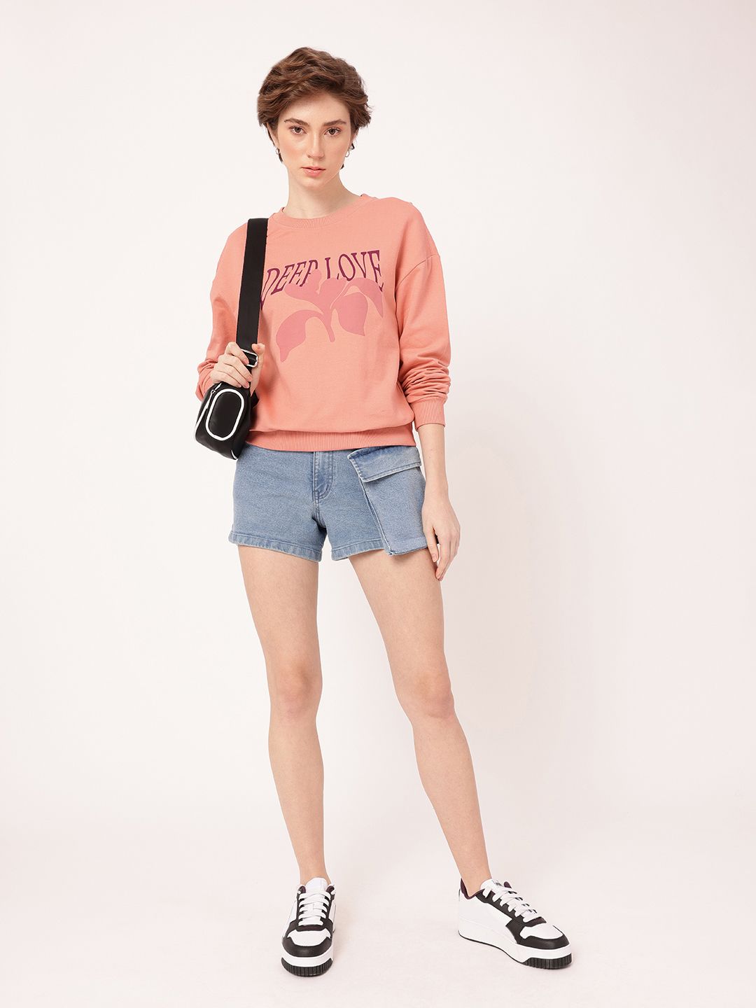 DressBerry Printed Cotton Terry Relaxed Fit Sweatshirt