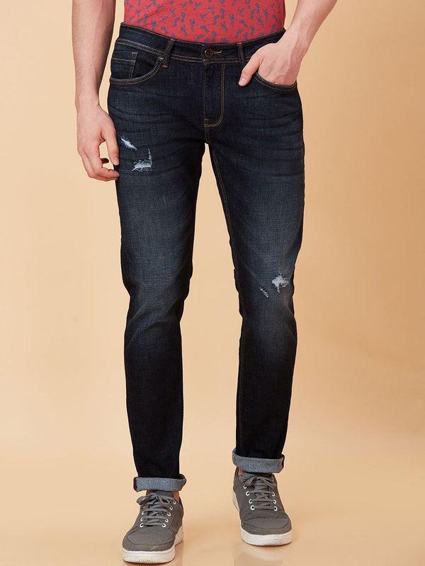 Being Human Men Slim Fit Low Distress Light Fade Jeans