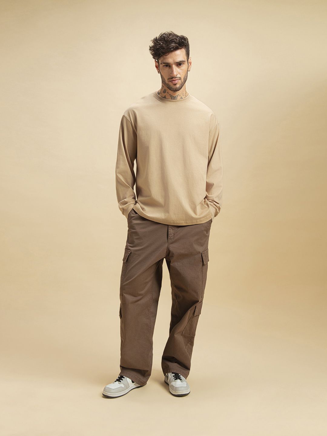 Bewakoof Cotton Solid Oversized T-shirt