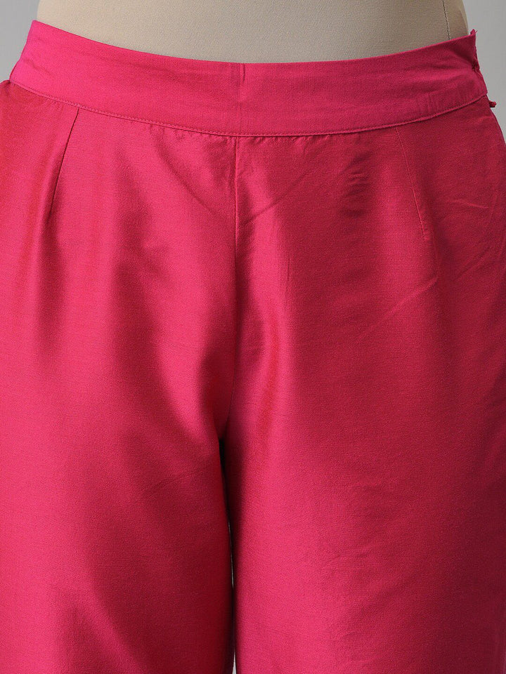W Women Pink Solid Slim Fit Trouser