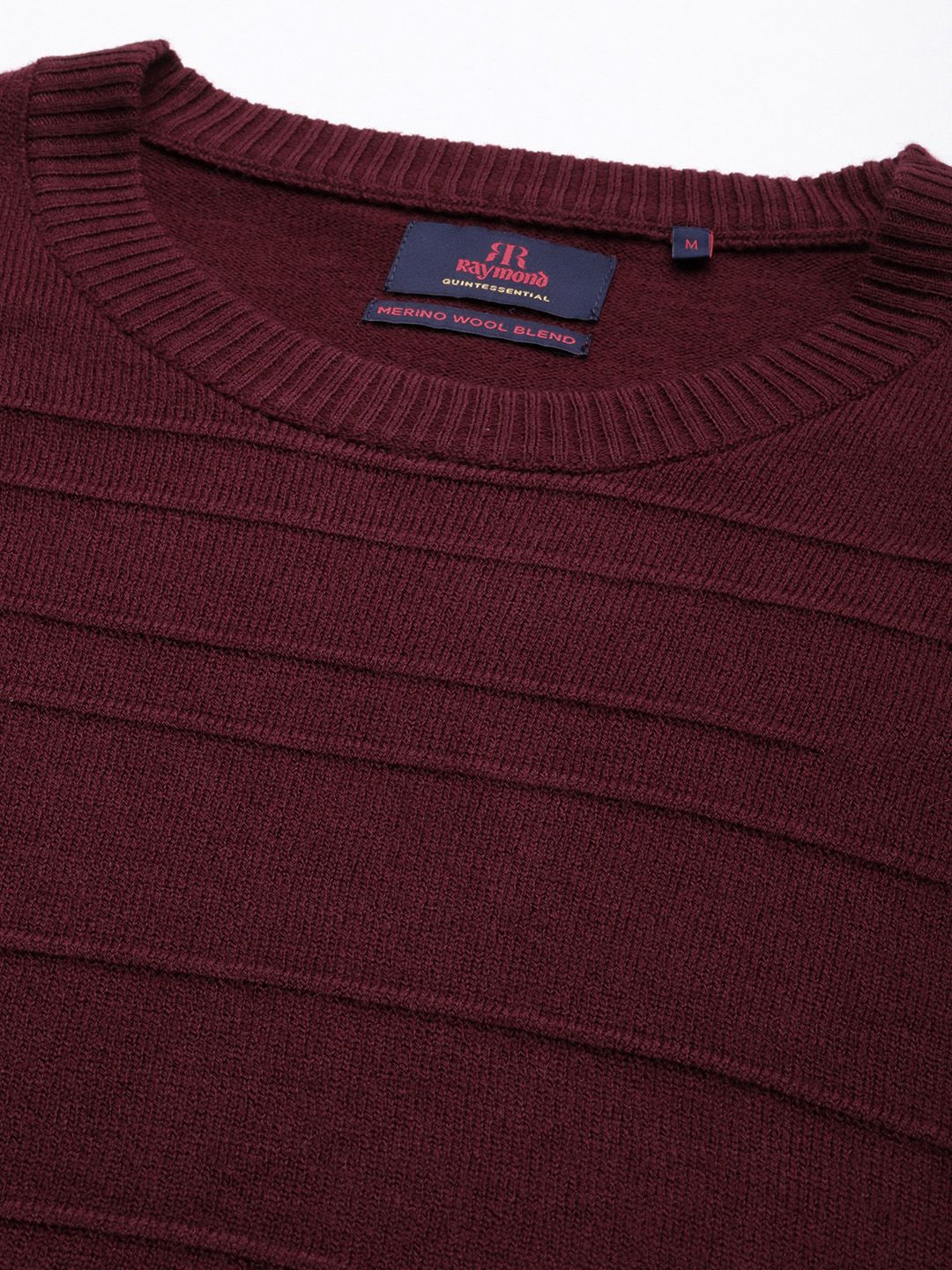 Raymond Men Maroon Striped Pullover