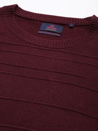Raymond Men Maroon Striped Pullover