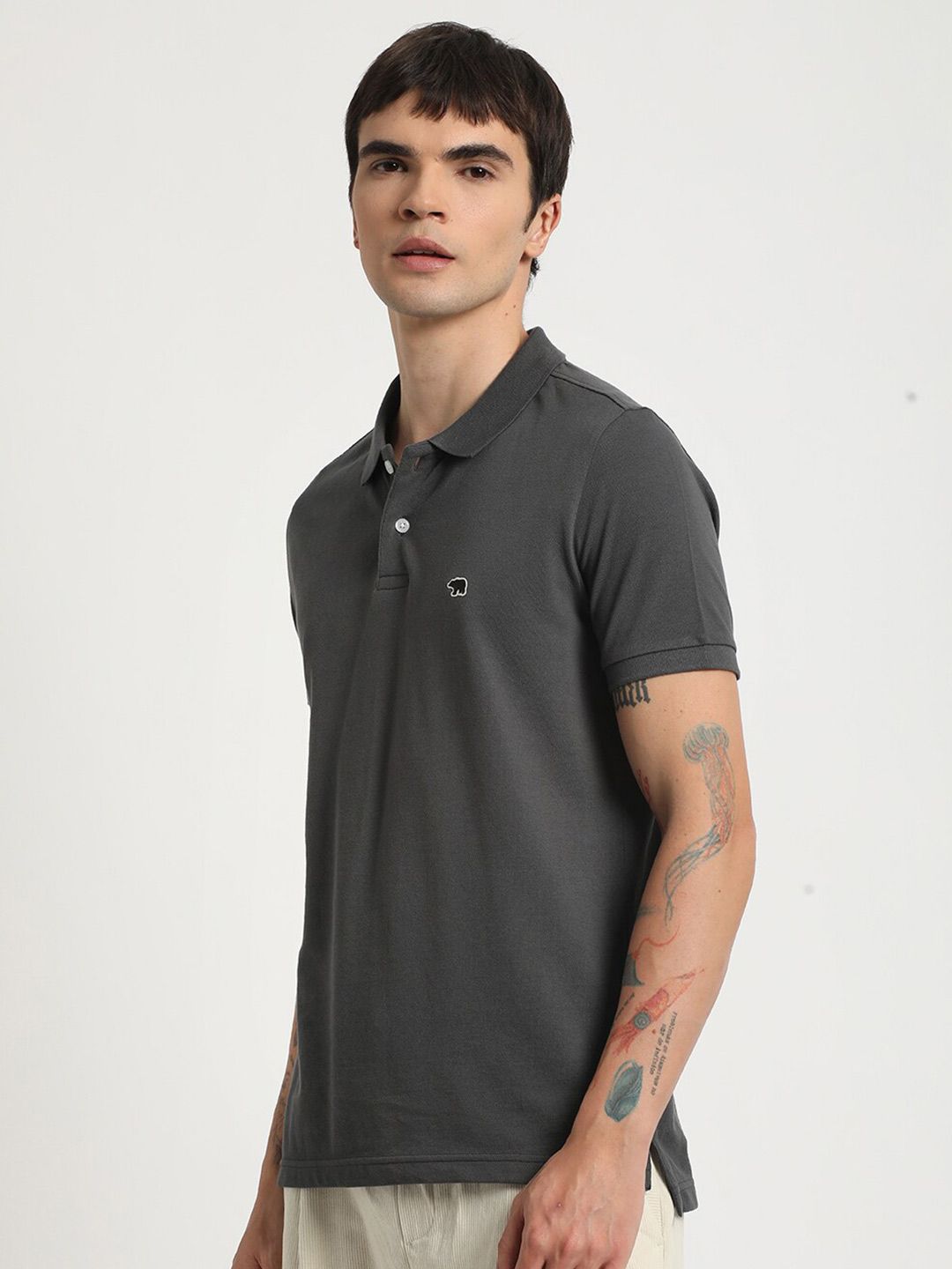 THE BEAR HOUSE Polo Collar Pure Cotton Slim Fit T-shirt