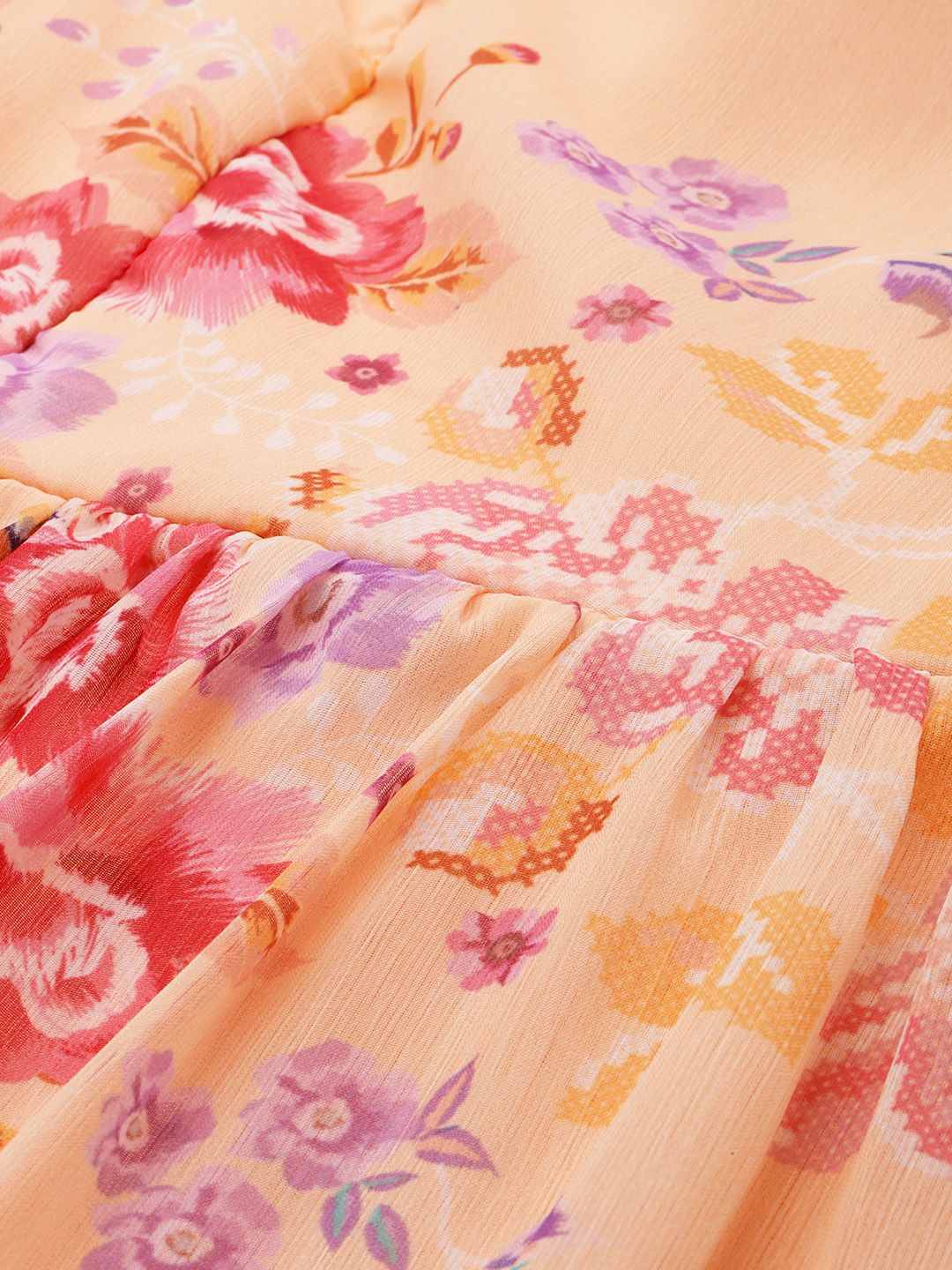 AND Floral Print Puff Sleeve A-Line Mini Dress