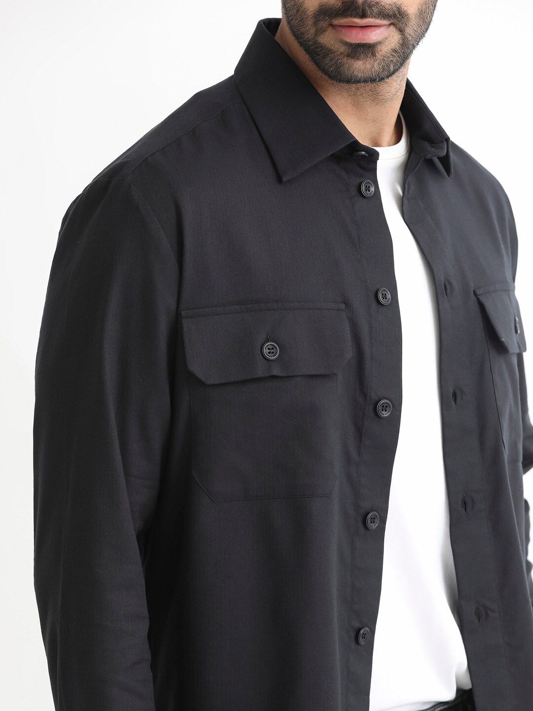 RARE RABBIT Men Lampil Slim Fit Opaque Cotton Shacket
