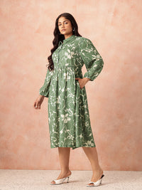 all about you Plus Size Floral Print Shirt Midi Dress