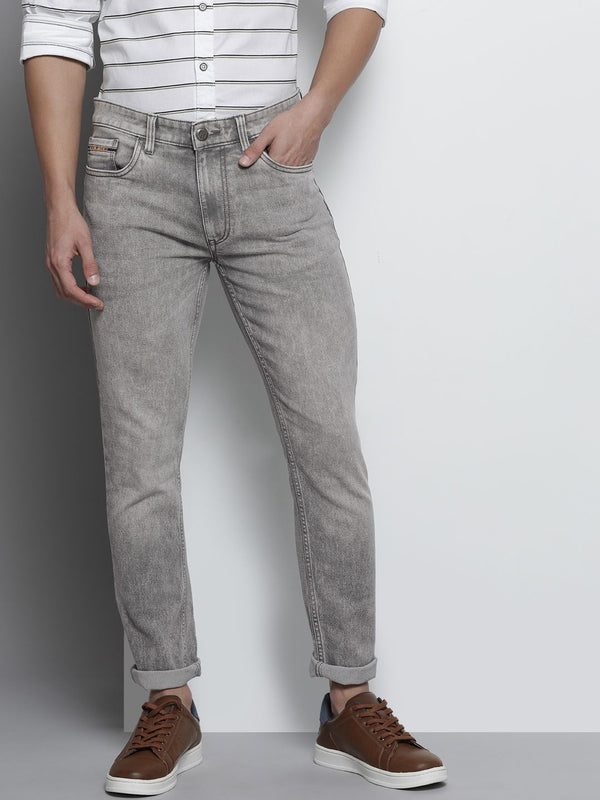 The Indian Garage Co Men Grey Slim Fit Light Fade Stretchable Jeans