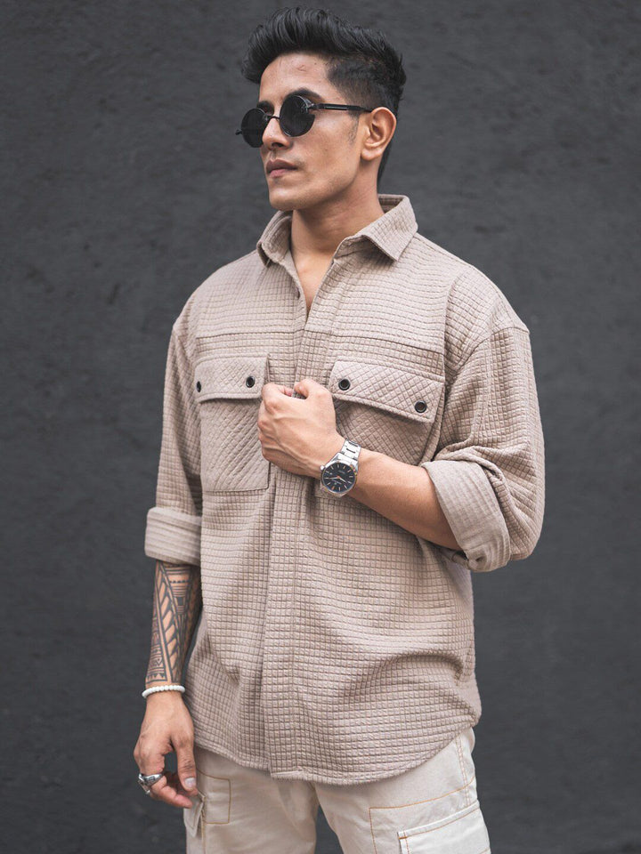 Powerlook Checked India Slim Opaque Structured Double Pockets Oversized Casual Shaket