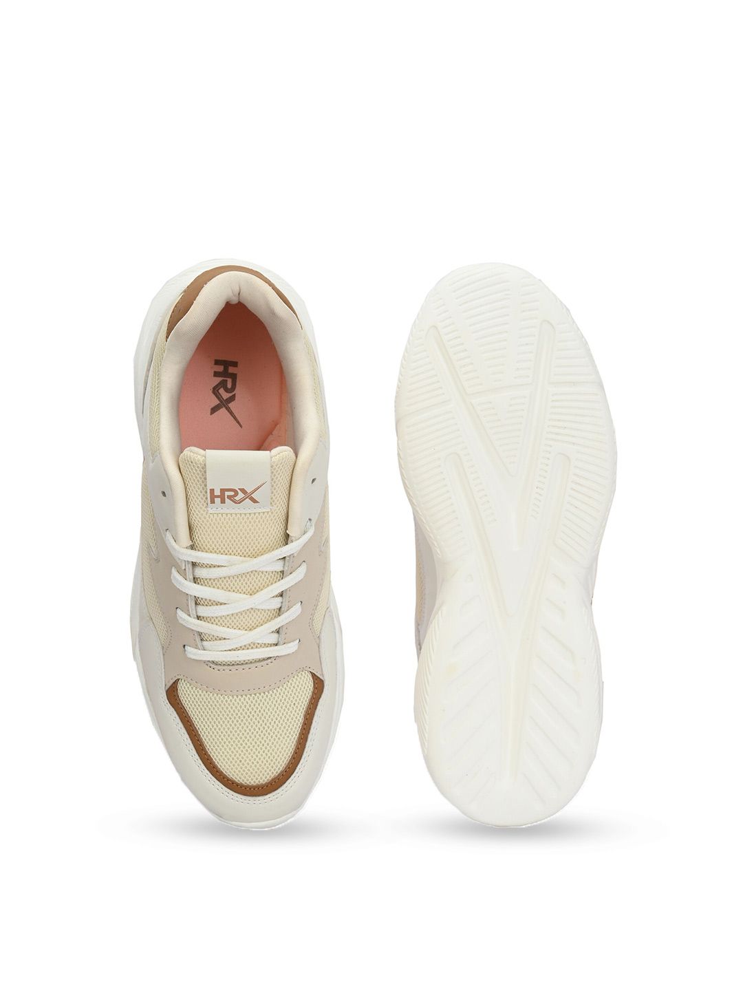 HRX by Hrithik Roshan Women Cream-Coloured Mesh Running Shoes
