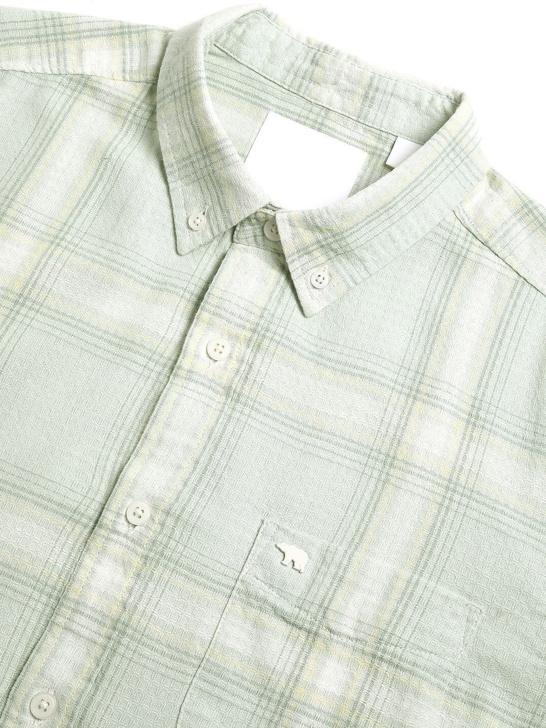 THE BEAR HOUSE Men Slim Fit Windowpane Checks Opaque Pure Cotton Casual Shirt