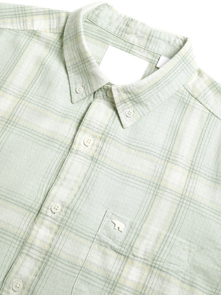 THE BEAR HOUSE Men Slim Fit Windowpane Checks Opaque Pure Cotton Casual Shirt