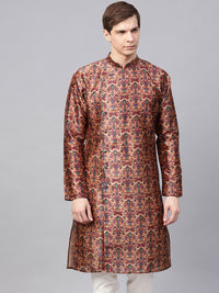 SOJANYA Men Maroon Printed Straight Kurta