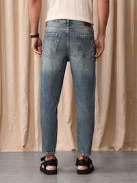 Mr Bowerbird Men Tapered Fit Mid-Rise Low Distress Heavy Fade Cropped Stretchable Jeans