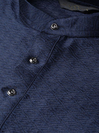 SOJANYA Lelaki Navy Blue Woven Design Straight Kurta