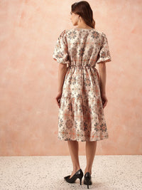 all about you Ethnic Motifs Print Puff Sleeves Wrap-Style Dress