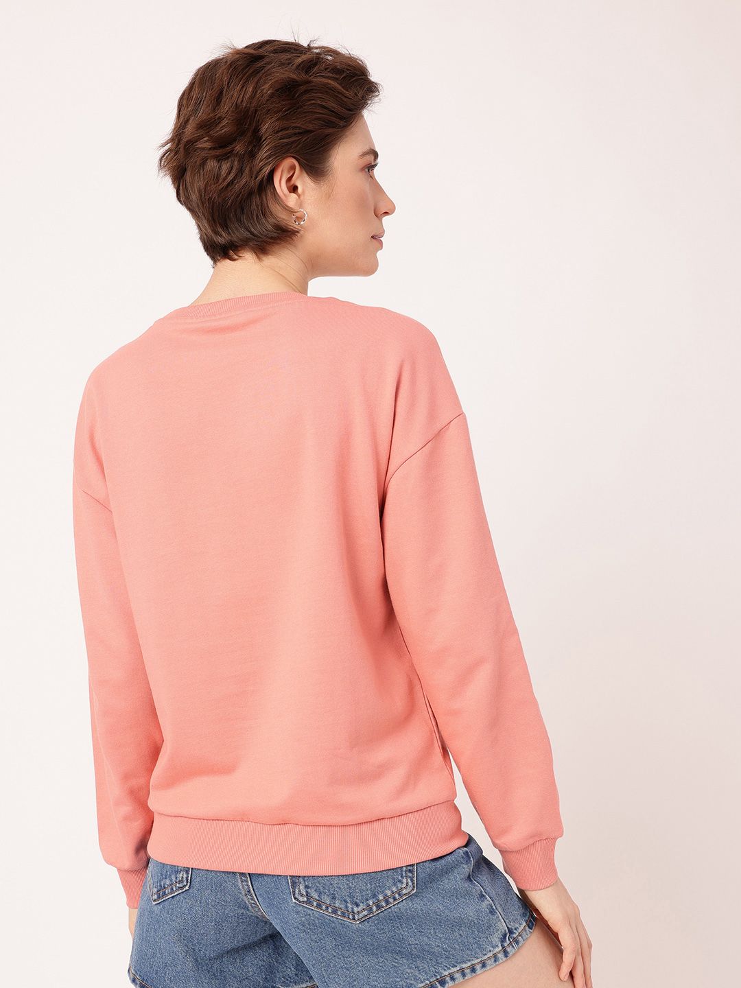 DressBerry Chic Charm Printed Cotton Terry Relaxed Fit Sweatshirt