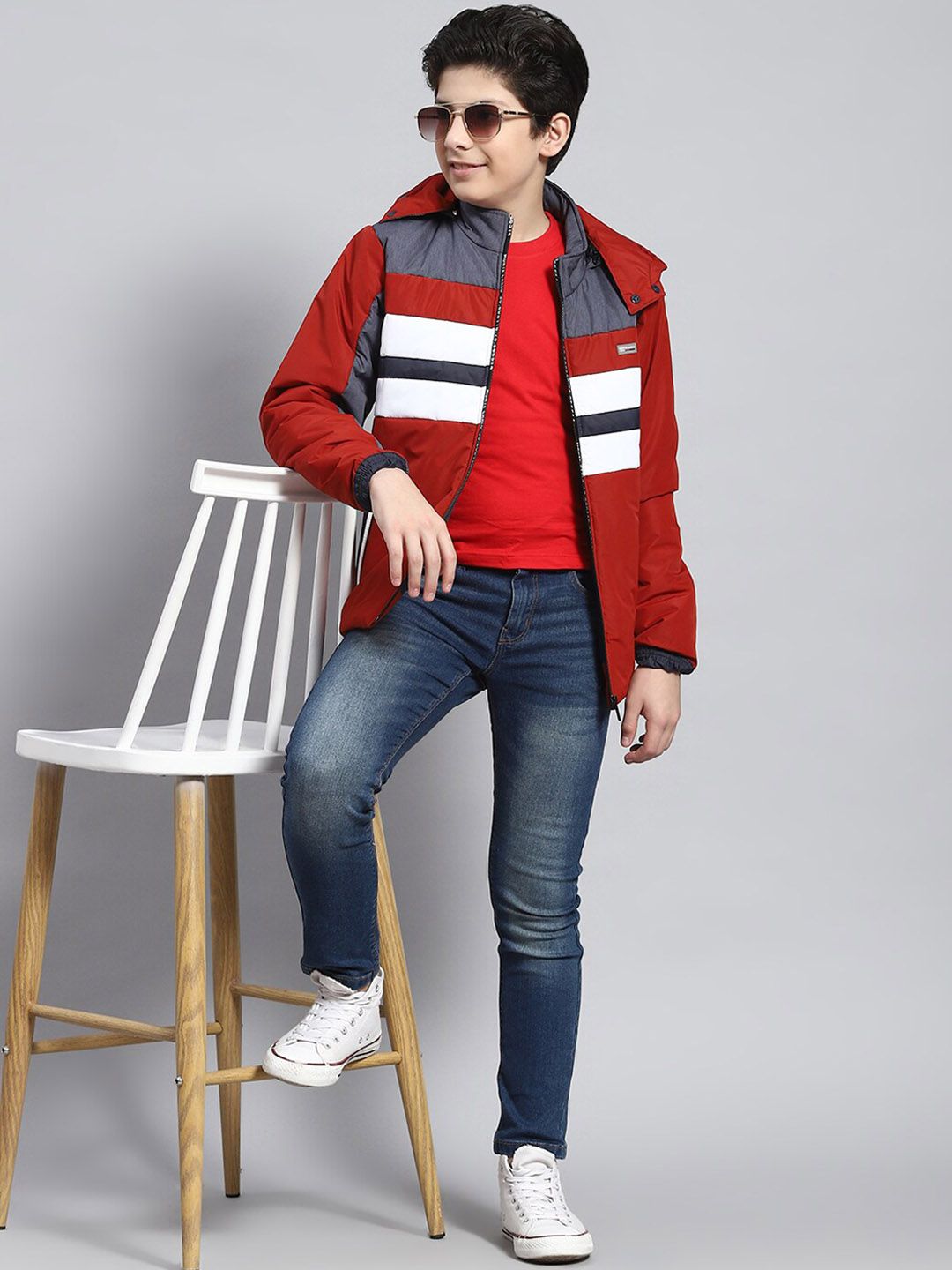 Monte Carlo Boys Lightweight Colourblocked Hooded Padded Jacket