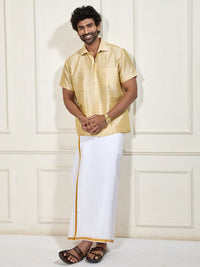 VASTRAMAY Men Beige Regular Fit Solid Casual Shirt