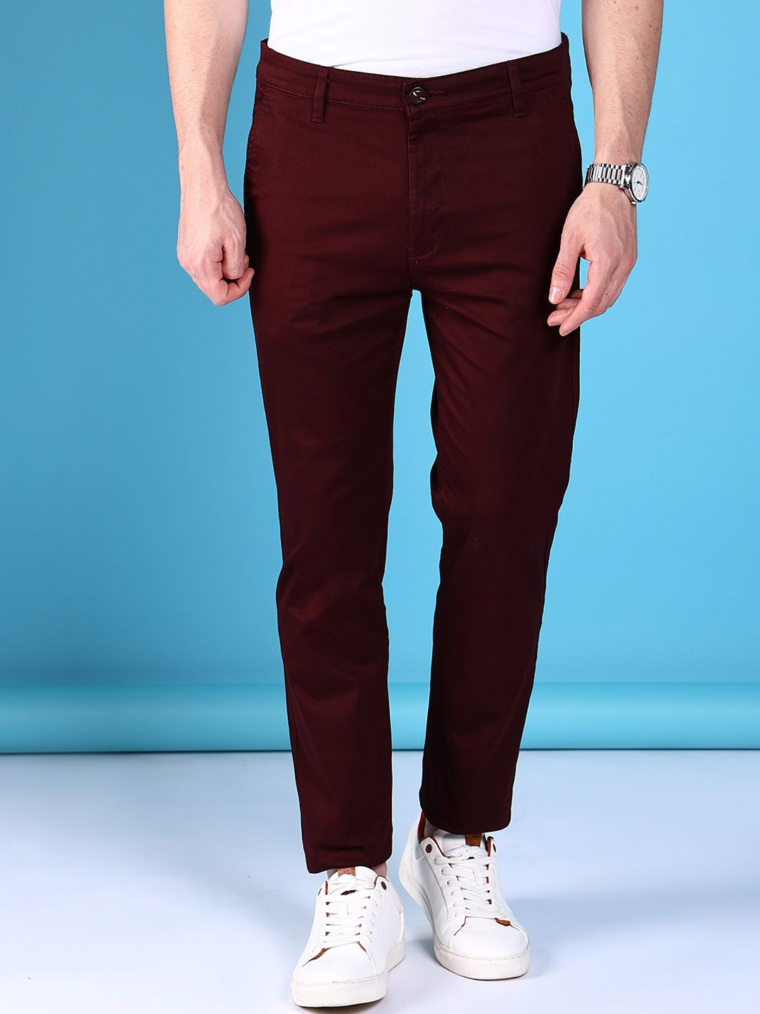 The Indian Garage Co Men Slim Fit Mid-Rise Trousers