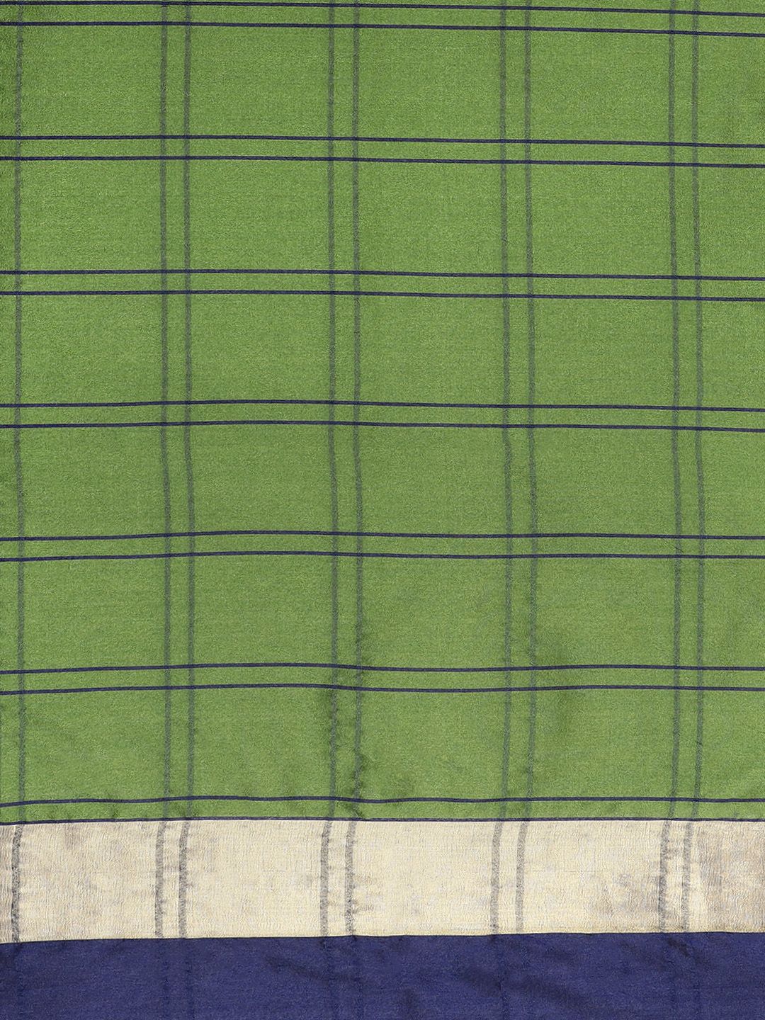 Saree mall Green & Blue Checked Saree