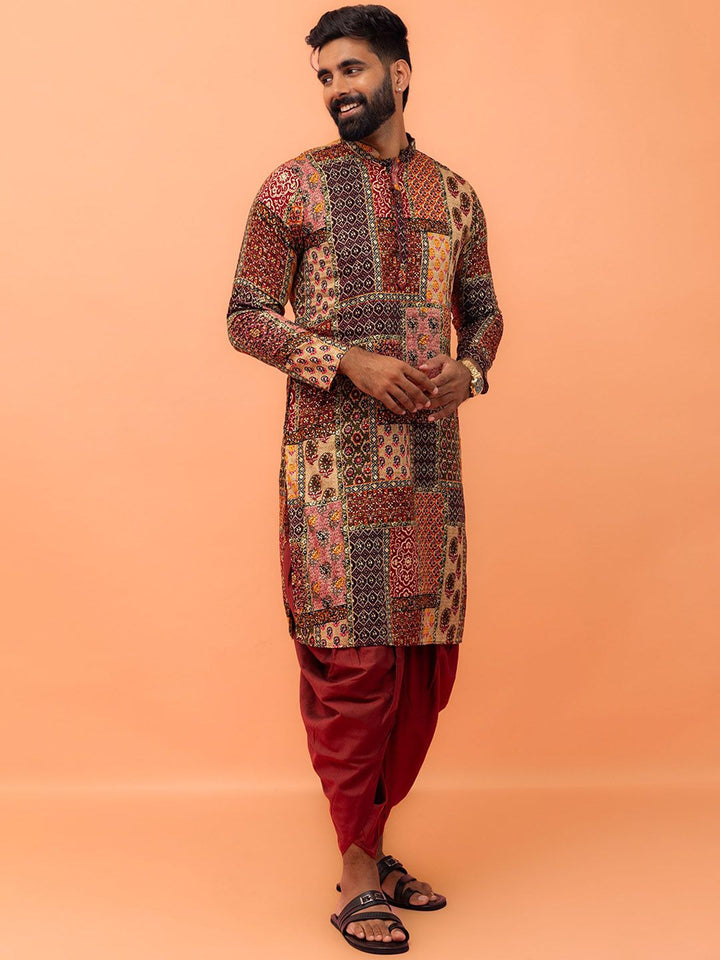 KISAH Mandarin Collar Ethnic Motifs Printed Regular Straight Kurta