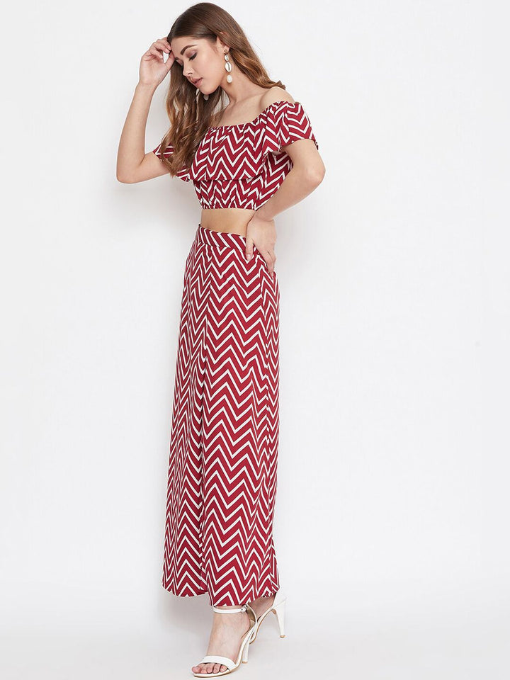 Berrylush Women Maroon Printed Co-ordinate Sets Dress