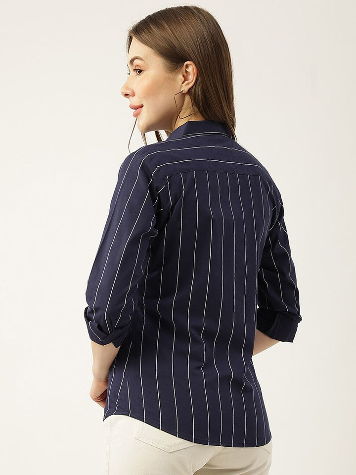 Hancock Sport Slim Fit Vertical Stripes Striped Cotton Casual Shirt